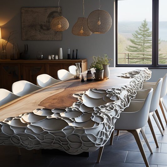 Transform Your Space with a White Concrete River Table