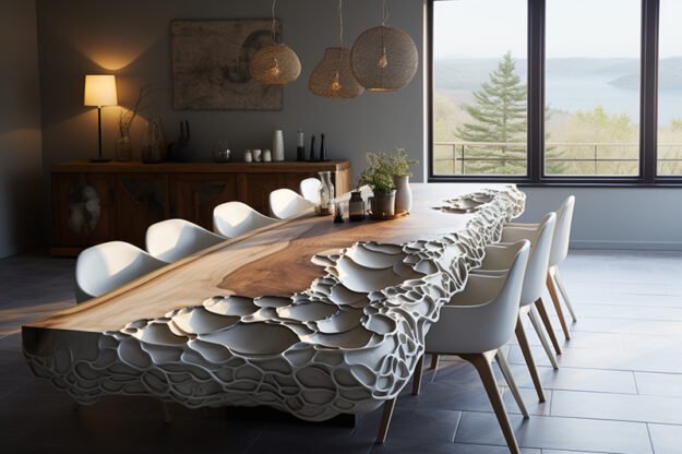 Transform Your Space with a White Concrete River Table
