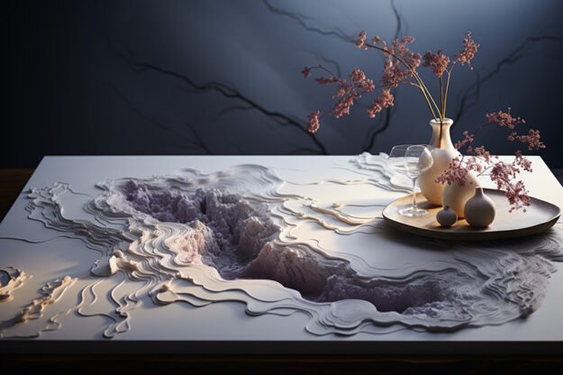 White Concrete River Table: A Stunning Centerpiece for Your Home