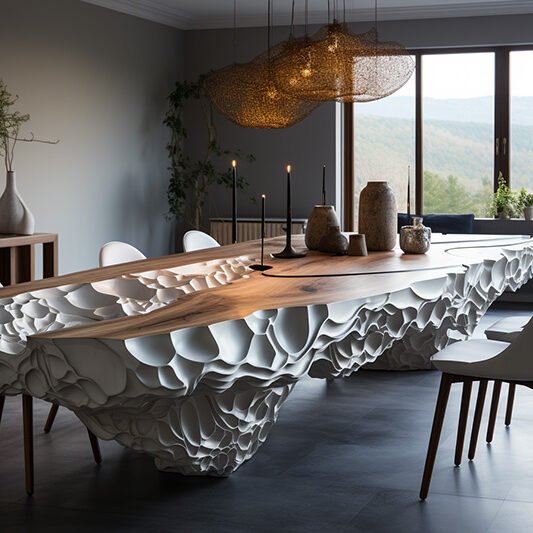 White Concrete River Table: Elevate Your Space with Timeless Elegance