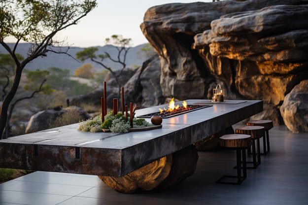Concrete Kitchen Table Exuding Modern Elegance