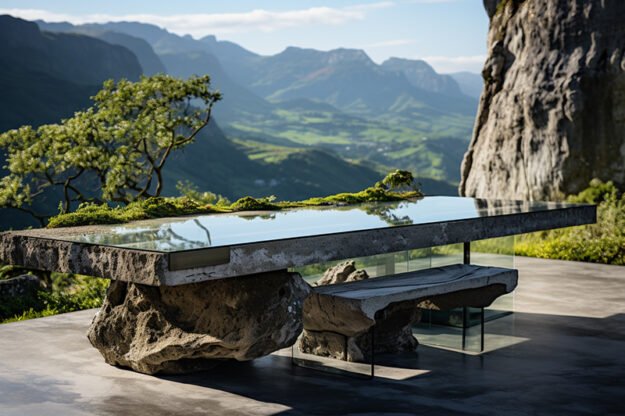 Stunning Concrete Kitchen Table: Seamless Elegance with Nature’s Touch