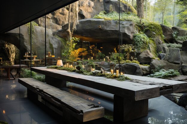 Concrete Kitchen Table: A Harmony of Nature and Modern Design