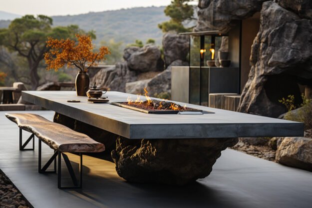 Concrete Kitchen Table with Rustic Elegance