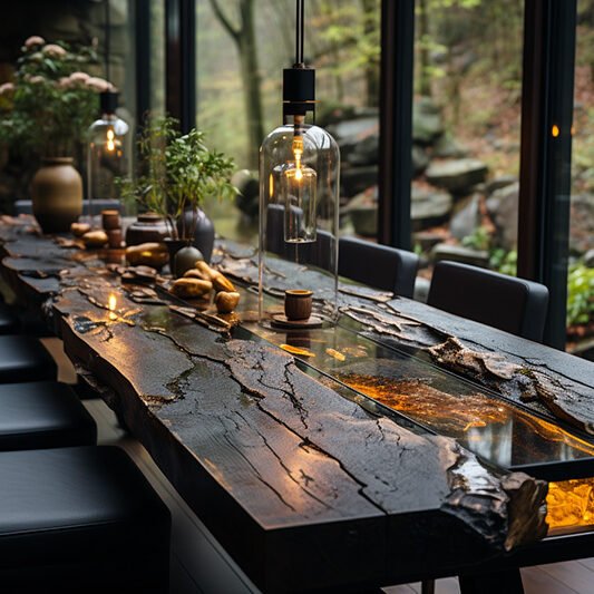 Black Concrete River Table: Elevate Your Space with Timeless Elegance