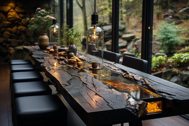 Black Concrete River Table: Elevate Your Space with Timeless Elegance