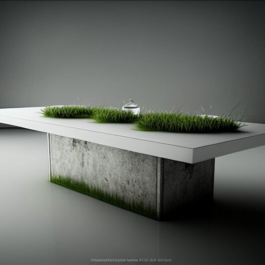 Transform Your Space with a White Concrete Table with Grass and Clover