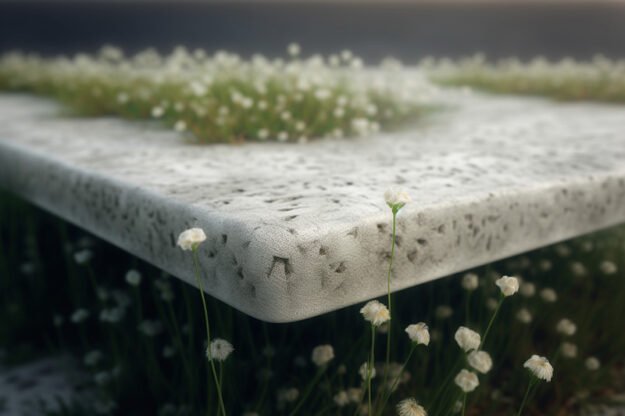 Stunning White Concrete Table with Grass and Clover