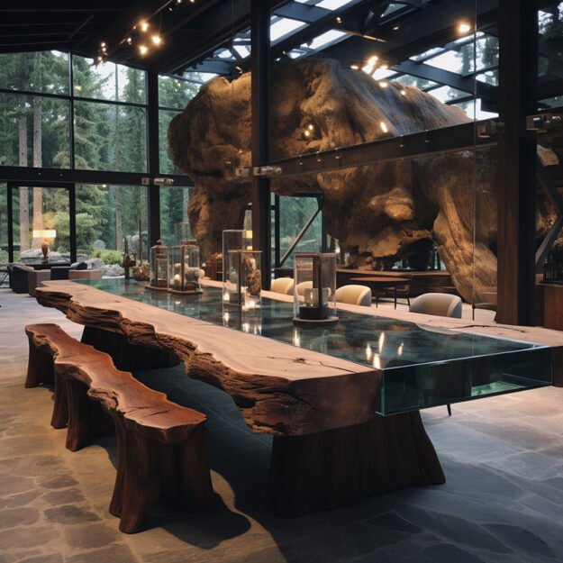 Exquisite Glass River Table: Elevate Your Space with Organic Elegance
