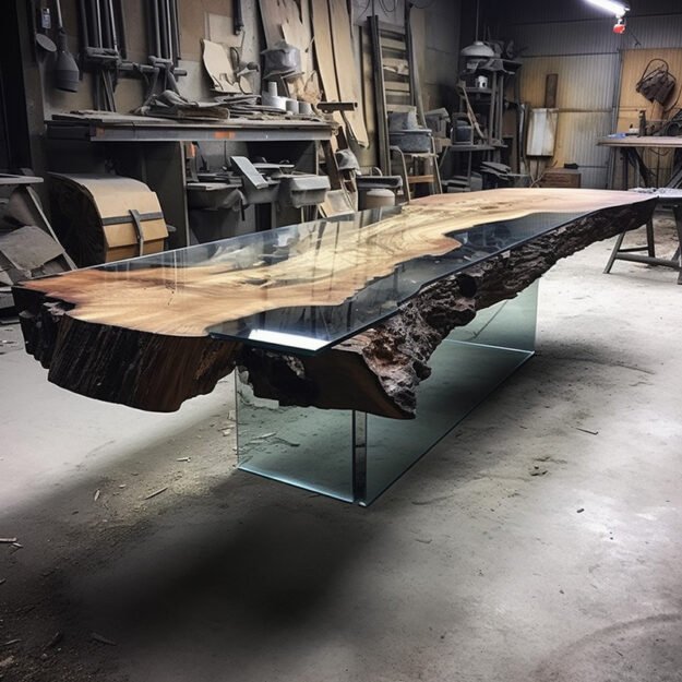Exquisite Glass River Table: A Fusion of Nature and Elegance