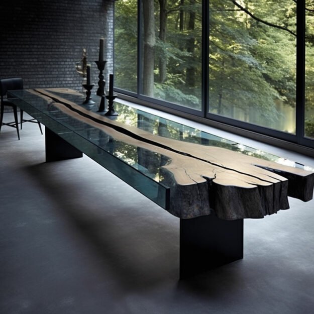Exquisite Glass River Table: Elevate Your Space with Nature's Art