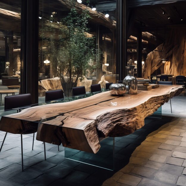 Exquisite Glass River Table: A Centerpiece of Elegance and Craftsmanship