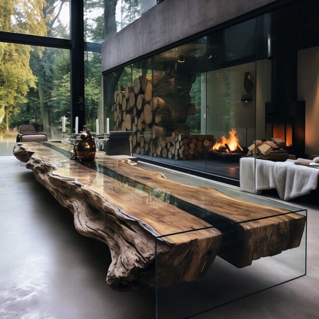 Exquisite Glass River Table: Where Nature Meets Elegance