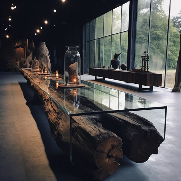 Elegant Glass River Table – An Unforgettable Centerpiece