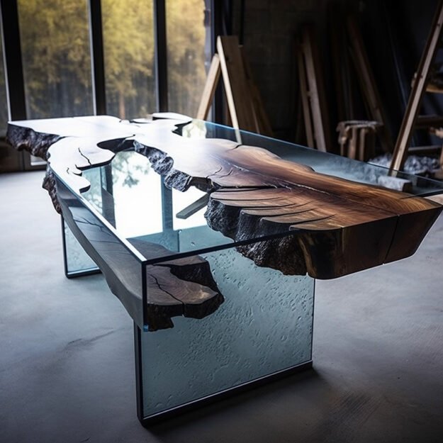 Exquisite Glass River Table: Elevate Your Space with Nature's Elegance
