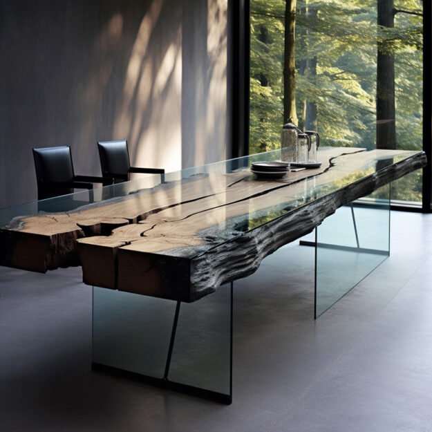 Exquisite Glass River Table: Where Nature Meets Elegance