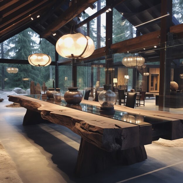 Stunning Glass River Table: Elevate Your Space with Natural Elegance