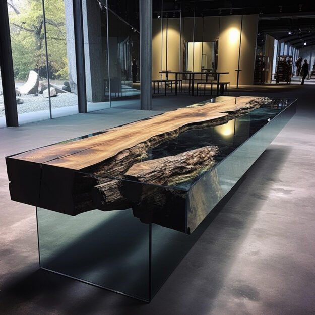Exquisite Glass River Table: Elevate Your Space with Nature's Artistry