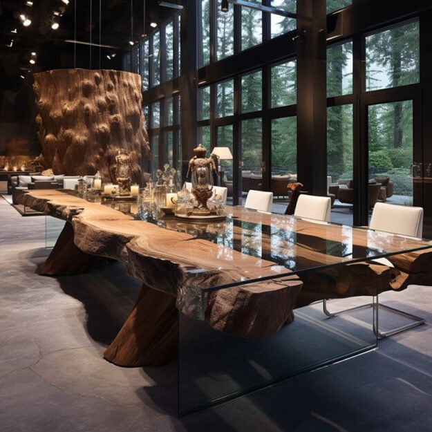 Elegant Glass River Table for an Enchanting Dining Experience