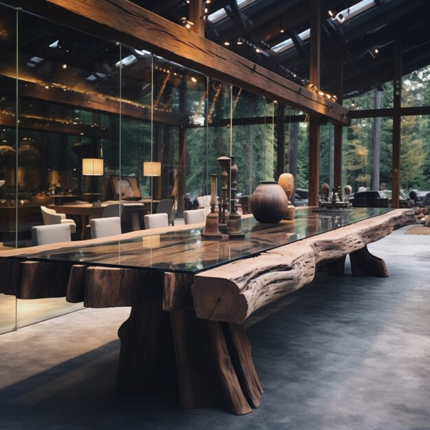 Elegant Glass River Table: A Stunning Fusion of Nature and Craftsmanship