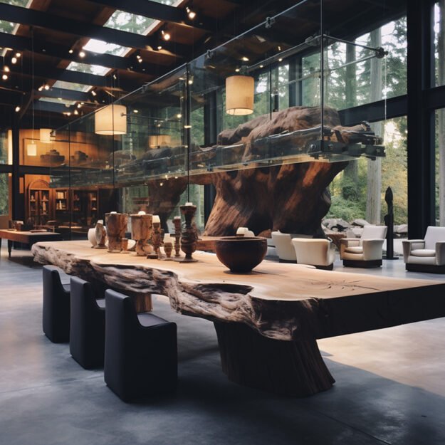 Elegant Glass River Table: A Statement of Luxury and Nature
