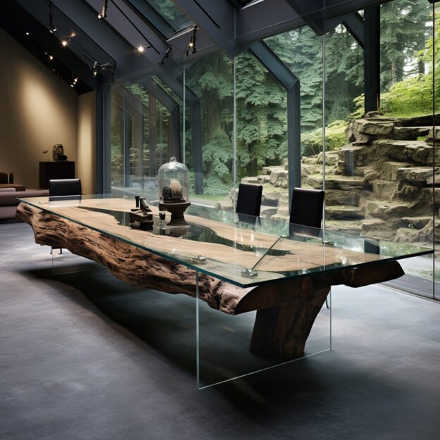 Exquisite Glass River Table: A Statement of Elegance and Functionality