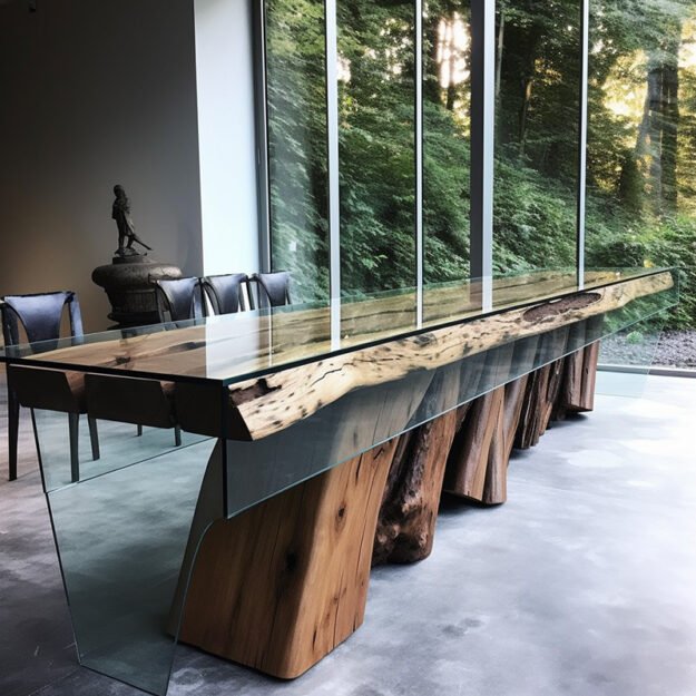 Exquisite Glass River Table: A Statement of Nature and Elegance
