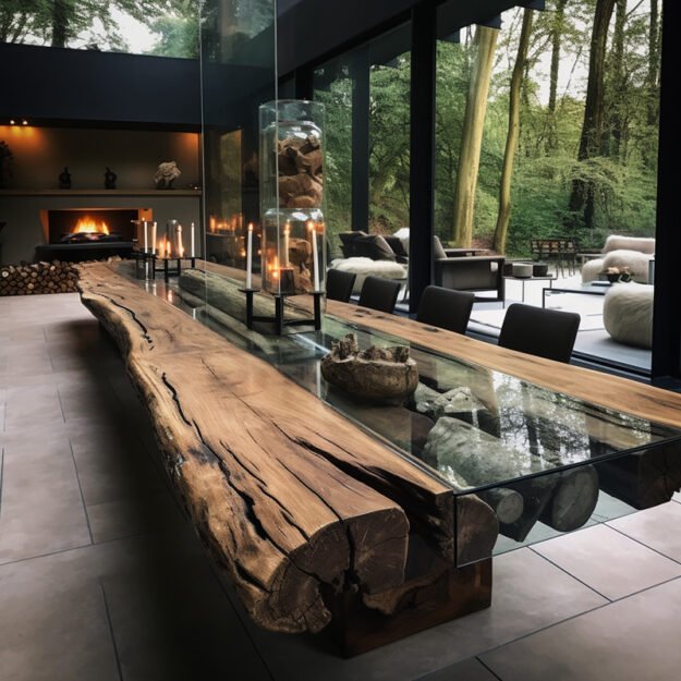 Stunning Glass River Table: Elevate Your Space with Natural Elegance