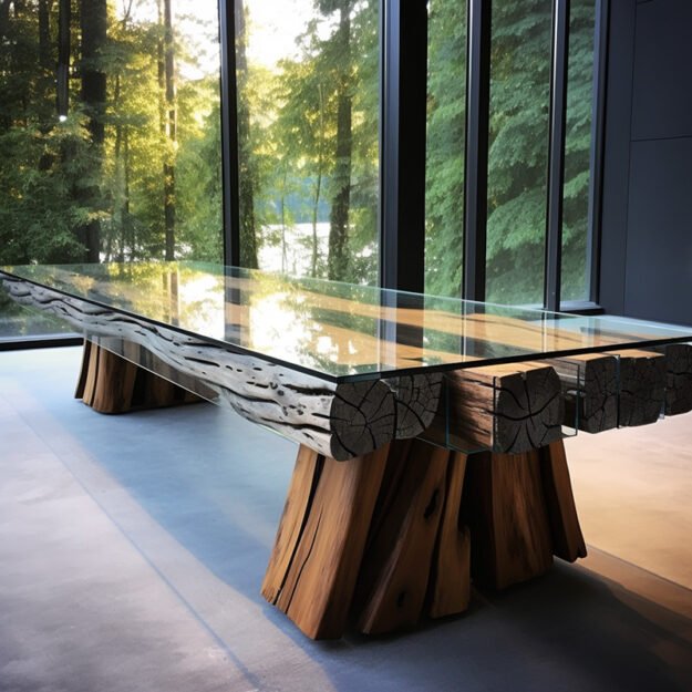 Stunning Glass River Table: Elevate Your Space with Natural Elegance