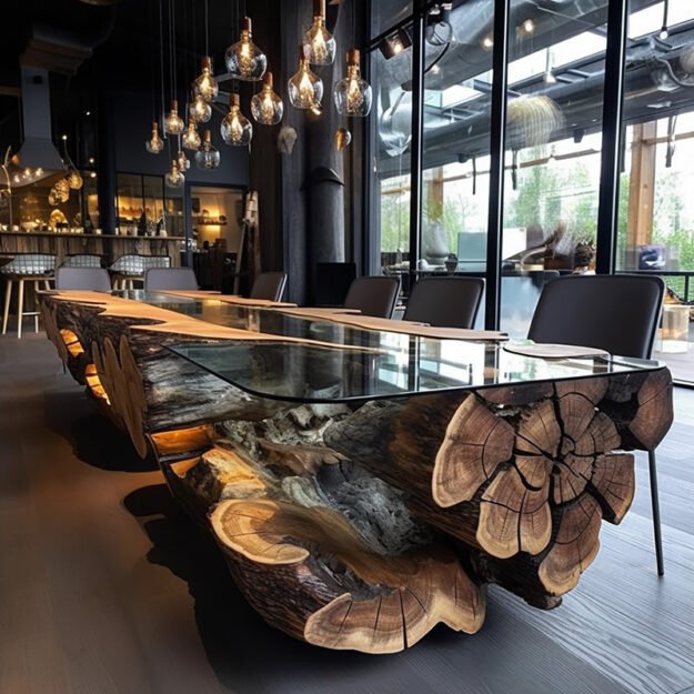 Elegant Glass River Table: A Statement of Luxury and Craftsmanship