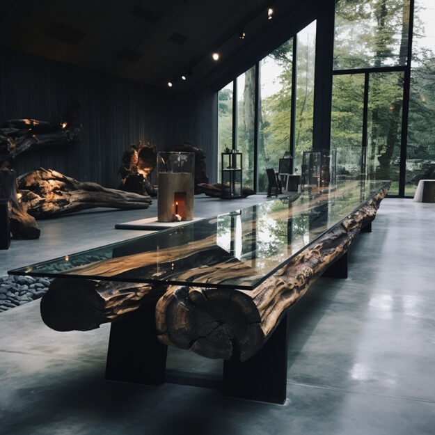 Exquisite Glass River Table: Where Nature Meets Elegance