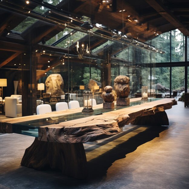 Stunning Glass River Table: A Masterpiece of Nature and Craftsmanship