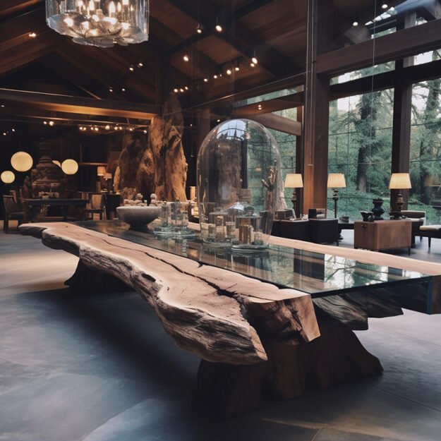 Stunning Glass River Table: Elevate Your Space with Natural Elegance