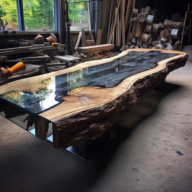Exquisite Glass River Table: Nature Meets Elegance
