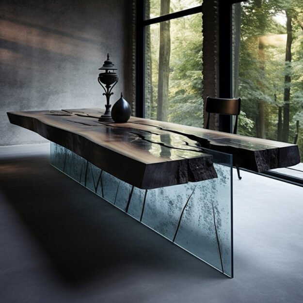 Luxurious Glass River Table: A Harmonious Blend of Nature and Elegance