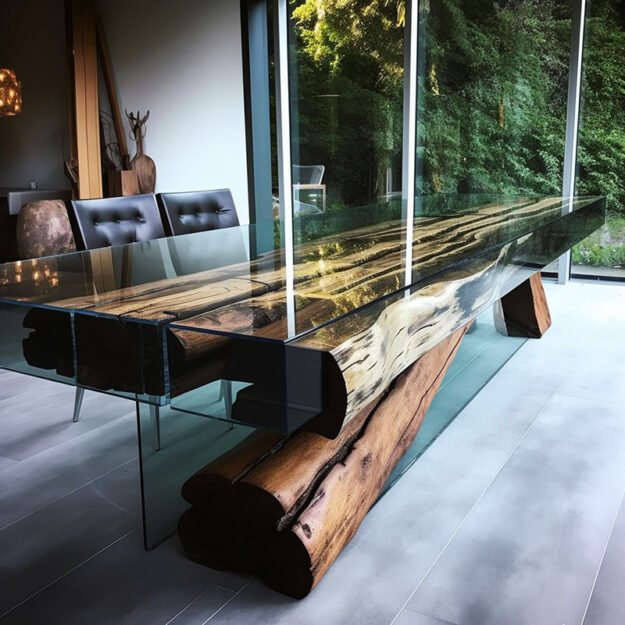 Stunning Glass River Table – A Centerpiece of Elegance and Nature