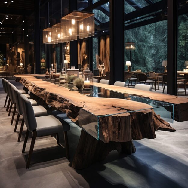Exquisite Glass River Table – Elevate Your Space with Nature's Artistry