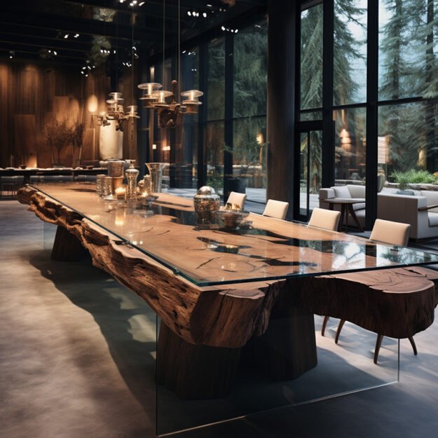 Stunning Glass River Table: Elevate Your Dining Experience