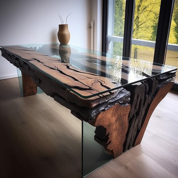 Exquisite Glass River Table: A Fusion of Nature and Elegance