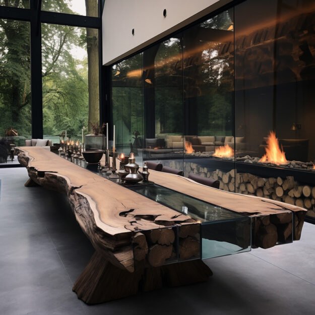 Exquisite Glass River Table – Elevate Your Space with Nature’s Elegance
