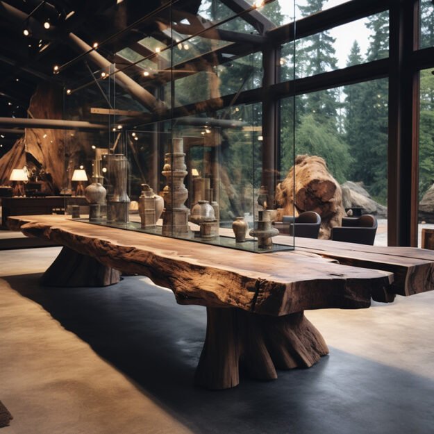 Elegant Glass River Table: A Striking Blend of Nature and Sophistication