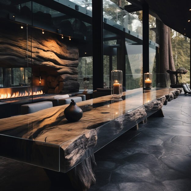 Exquisite Glass River Table: Elevate Your Space with Nature's Artistry