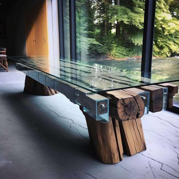 Stunning Glass River Table: A Modern Masterpiece