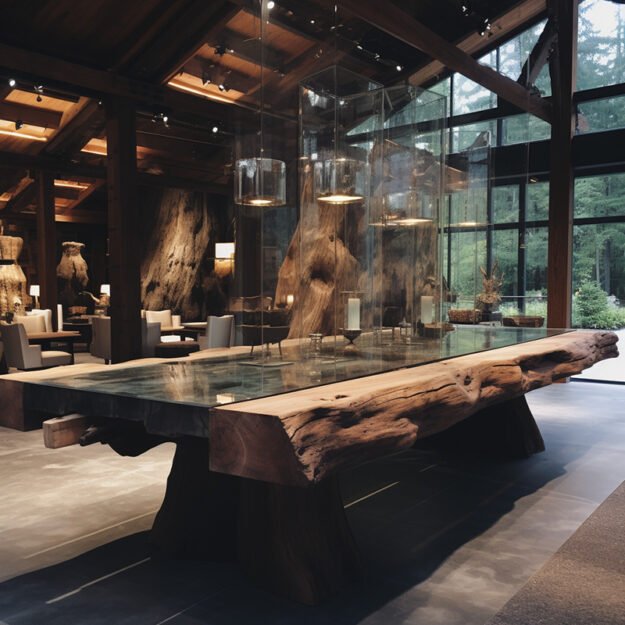 Exquisite Glass River Table: A Harmonious Blend of Nature and Elegance