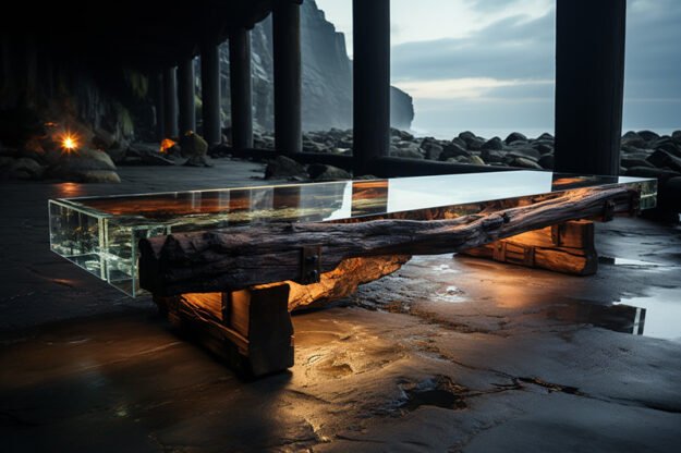 Concrete Wood & Glass River Table