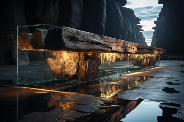 Concrete Wood & Glass River Table: A Timeless Masterpiece