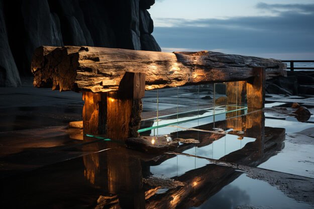 Concrete Wood & Glass River Table
