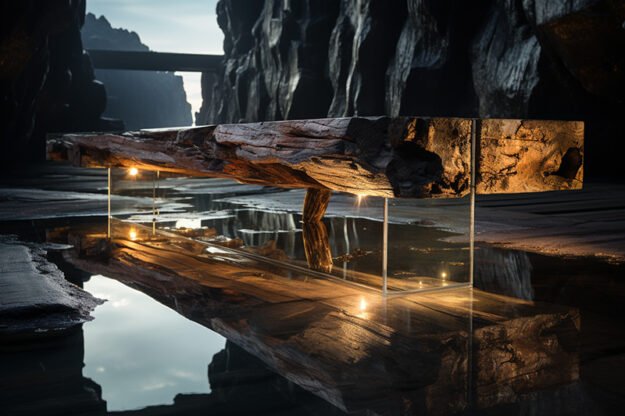 Concrete Wood & Glass River Table: Elevate Your Living Space