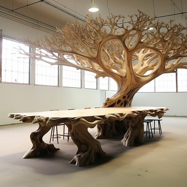 Concrete Wood & Glass River Table
