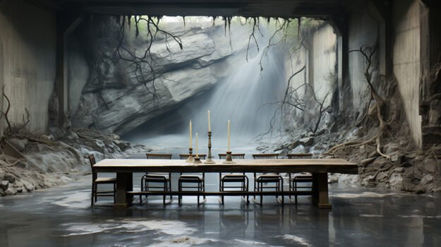 Concrete Wood & Glass River Table: Elevate Your Space with Nature’s Elegance